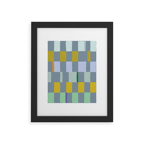 DESIGN dannick Summer check hand drawn teal Framed Art Print