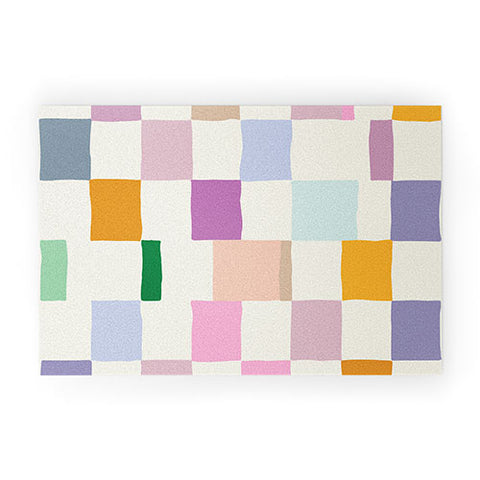 DESIGN dannick Summer check hand drawn Welcome Mat