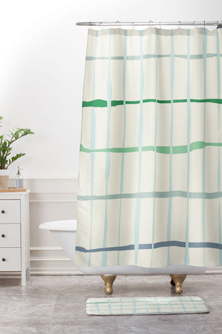 DESIGN dannick Summer lines mint Shower Curtain And Mat