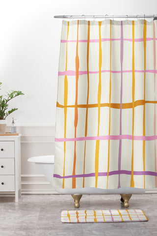 DESIGN dannick Summer lines orange Shower Curtain And Mat