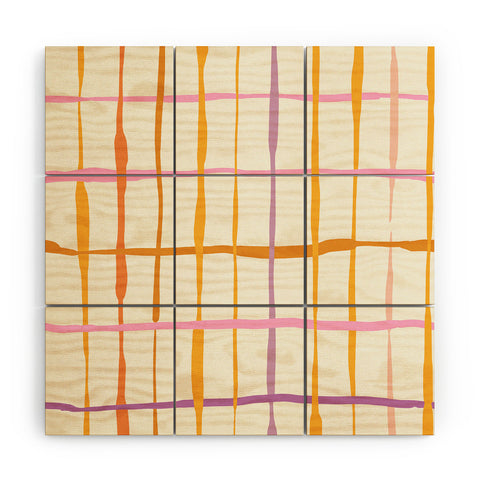 DESIGN dannick Summer lines orange Wood Wall Mural