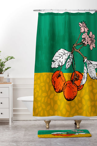 DESIGN dannick Super fruits Cherry Shower Curtain And Mat
