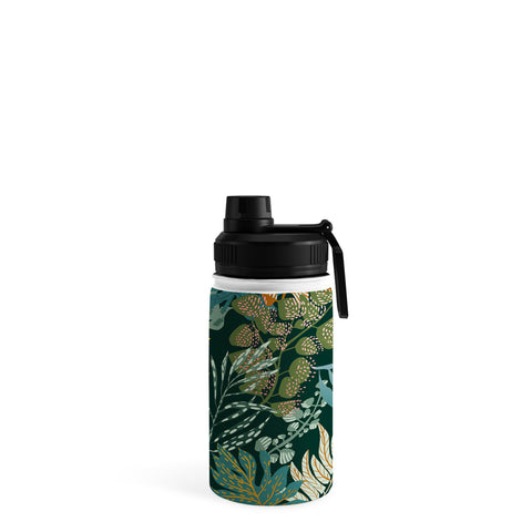 DESIGN dannick tropical night emerald leaves Water Bottle