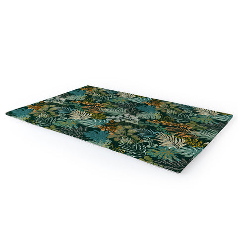 DESIGN dannick tropical night emerald leaves Area Rug