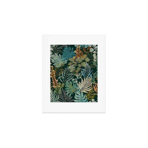 DESIGN dannick tropical night emerald leaves Art Print