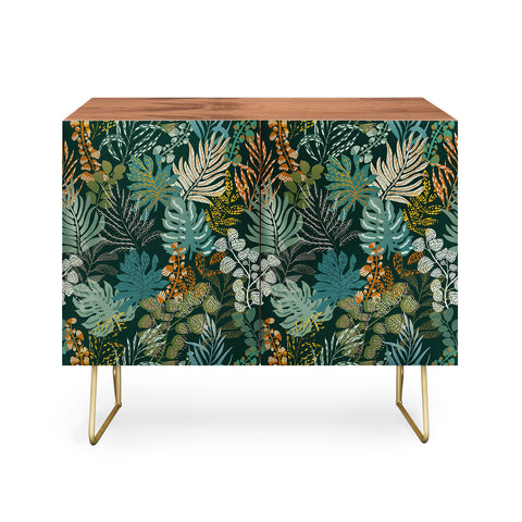 DESIGN dannick tropical night emerald leaves Credenza