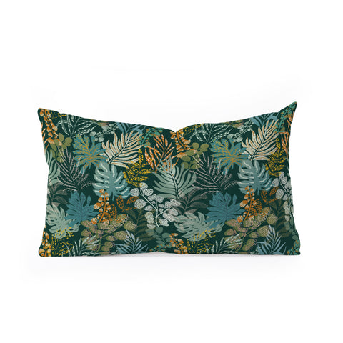 DESIGN d´annick tropical night emerald leaves Oblong Throw Pillow