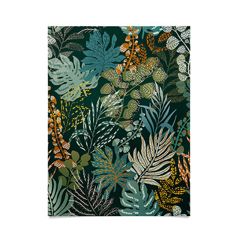 DESIGN dannick tropical night emerald leaves Poster