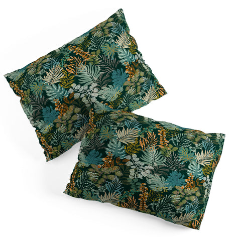 DESIGN dannick tropical night emerald leaves Pillow Shams
