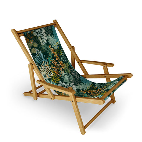 DESIGN dannick tropical night emerald leaves Sling Chair