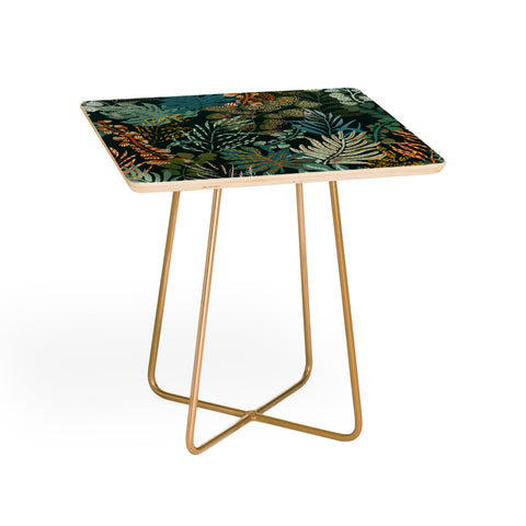 DESIGN dannick tropical night emerald leaves Side Table