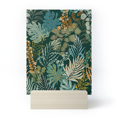 DESIGN d´annick tropical night emerald leaves Mini Art Print