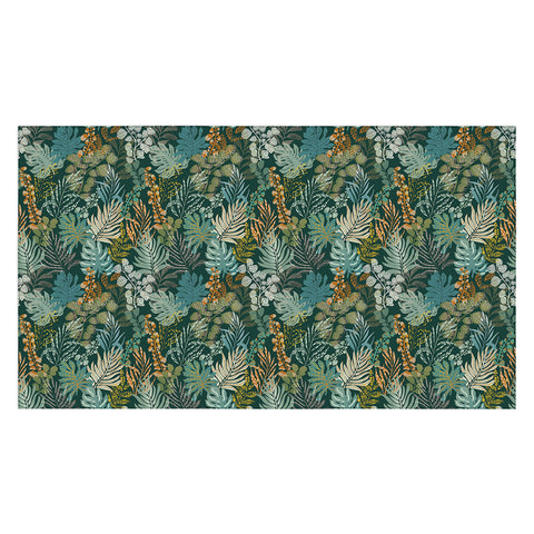 DESIGN dannick tropical night emerald leaves Tablecloth