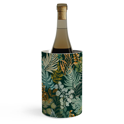 DESIGN dannick tropical night emerald leaves Wine Chiller