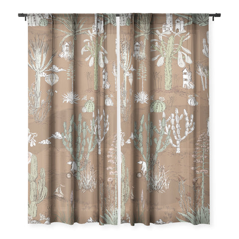 DESIGN d´annick whimsical cactus earthy landscape Sheer Non Repeat