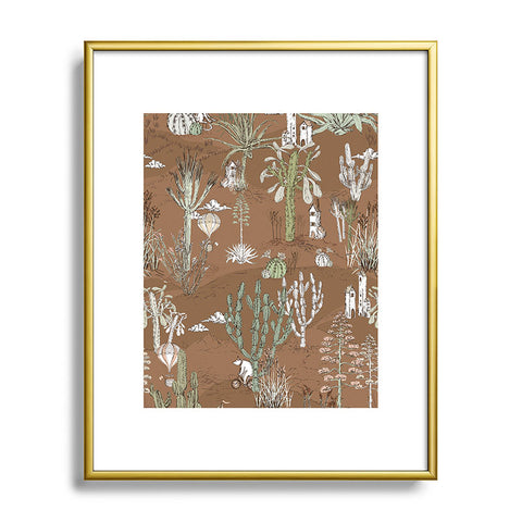 DESIGN dannick whimsical cactus earthy landscape Metal Framed Art Print