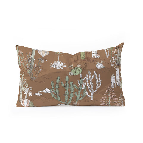 DESIGN dannick whimsical cactus earthy landscape Oblong Throw Pillow