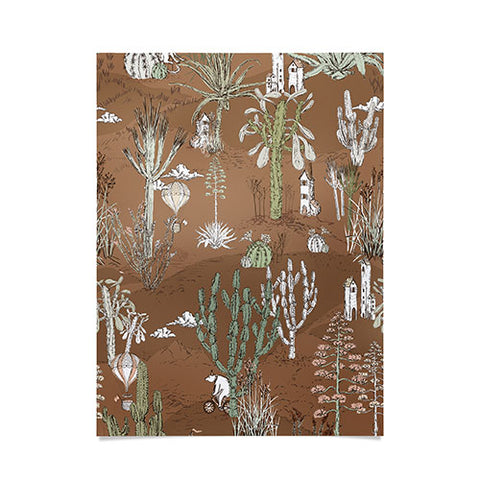 DESIGN dannick whimsical cactus earthy landscape Poster