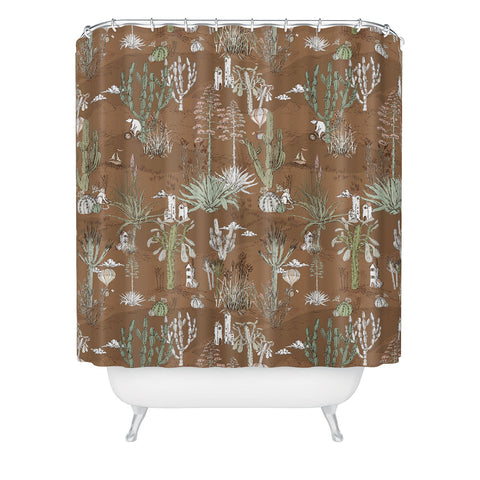 DESIGN dannick whimsical cactus earthy landscape Shower Curtain