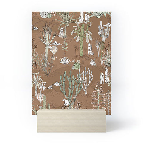 DESIGN dannick whimsical cactus earthy landscape Mini Art Print