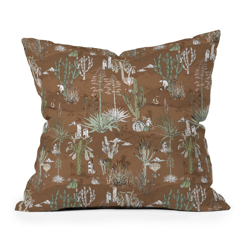 DESIGN dannick whimsical cactus earthy landscape Outdoor Throw Pillow