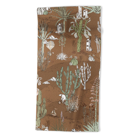 DESIGN dannick whimsical cactus earthy landscape Beach Towel