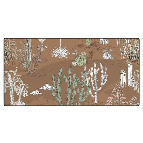 DESIGN dannick whimsical cactus earthy landscape Desk Mat