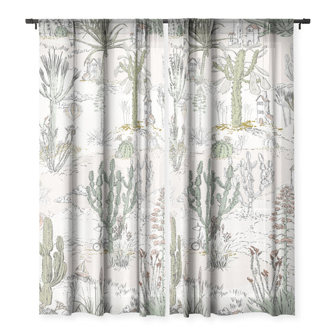 DESIGN dannick whimsical cactus landscape airy Sheer Non Repeat