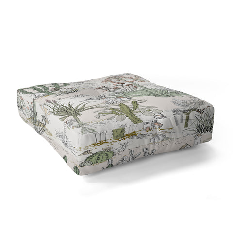 DESIGN dannick whimsical cactus landscape airy Floor Pillow Square