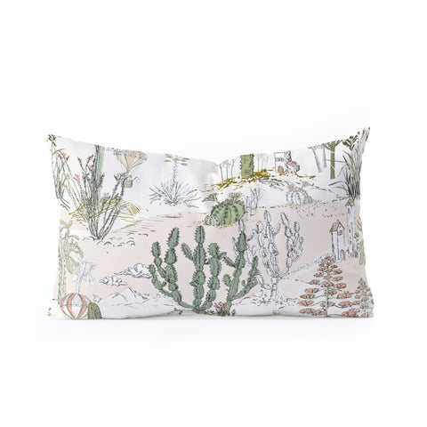 DESIGN d´annick whimsical cactus landscape airy Oblong Throw Pillow