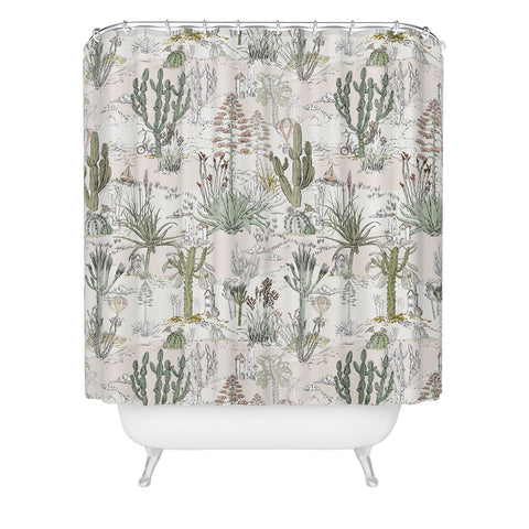 DESIGN dannick whimsical cactus landscape airy Shower Curtain
