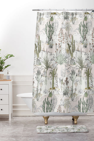 DESIGN dannick whimsical cactus landscape airy Shower Curtain And Mat