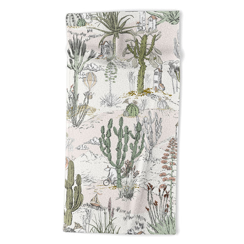 DESIGN dannick whimsical cactus landscape airy Beach Towel