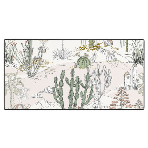 DESIGN dannick whimsical cactus landscape airy Desk Mat