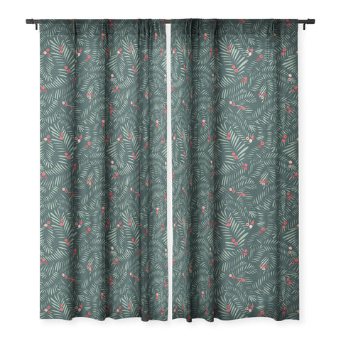 DESIGN dannick winter christmas time green Sheer Window Curtain