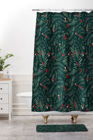 DESIGN d´annick winter christmas time green Shower Curtain And Mat