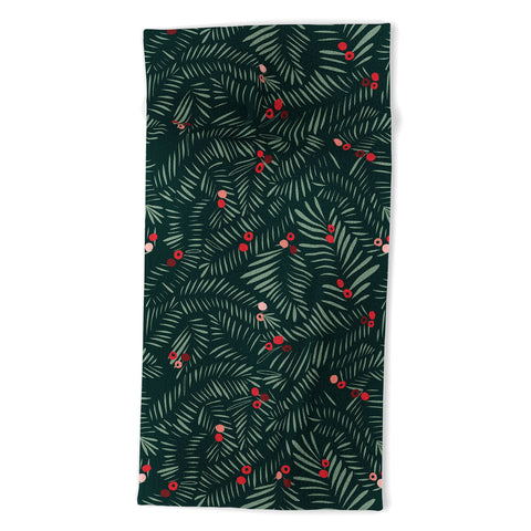 DESIGN dannick winter christmas time green Beach Towel