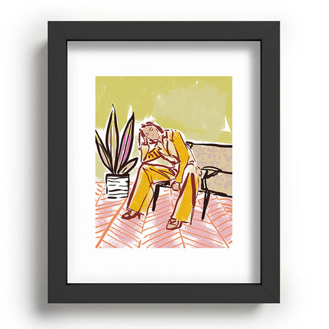 DESIGN dannick Woman sitting on sofa Recessed Framing Rectangle