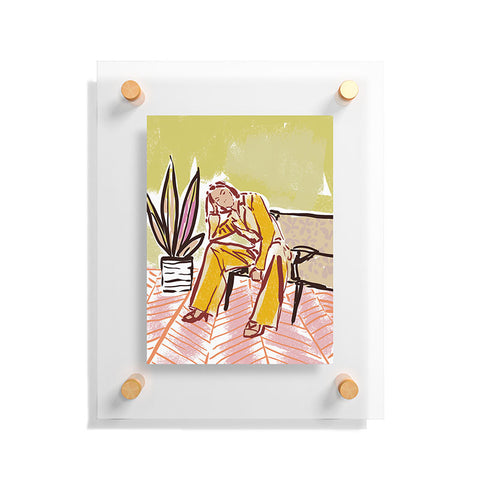 DESIGN d´annick Woman sitting on sofa Floating Acrylic Print
