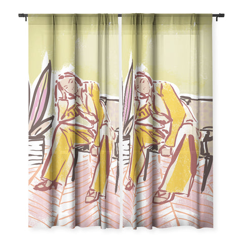 DESIGN dannick Woman sitting on sofa Sheer Non Repeat