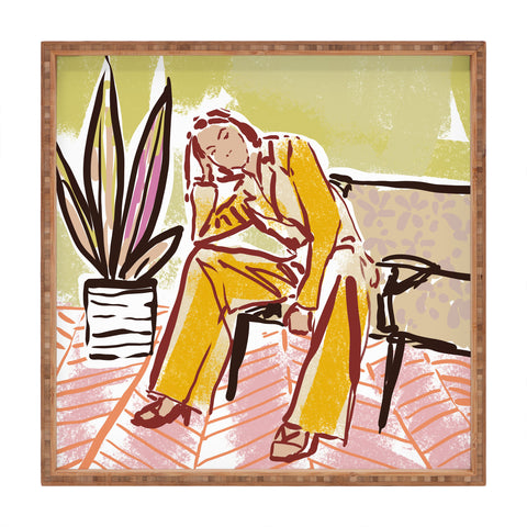 DESIGN dannick Woman sitting on sofa Square Tray