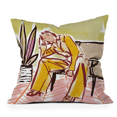 DESIGN dannick Woman sitting on sofa Throw Pillow