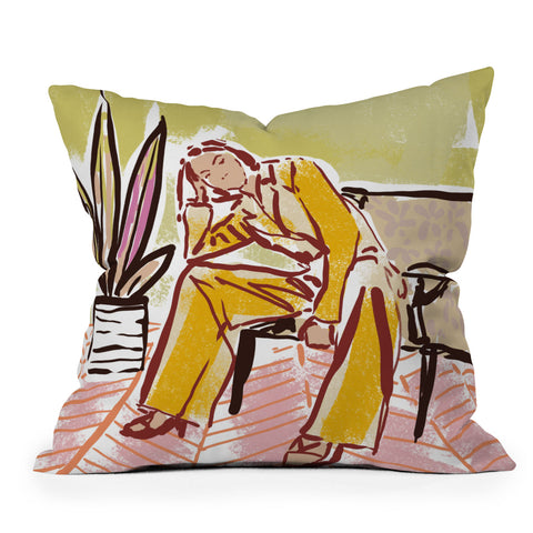 DESIGN d´annick Woman sitting on sofa Outdoor Throw Pillow