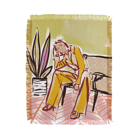 DESIGN dannick Woman sitting on sofa Throw Blanket