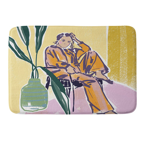DESIGN dannick Woman wearing yellow pajamas Memory Foam Bath Mat