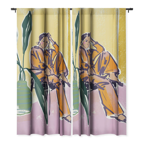 DESIGN dannick Woman wearing yellow pajamas Blackout Non Repeat