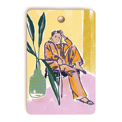 DESIGN d´annick Woman wearing yellow pajamas Cutting Board Rectangle