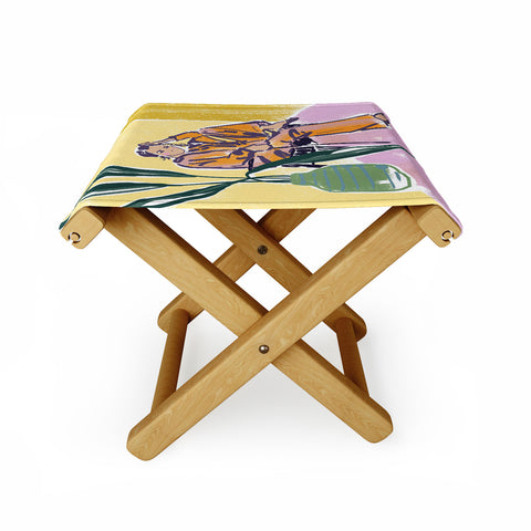 DESIGN dannick Woman wearing yellow pajamas Folding Stool
