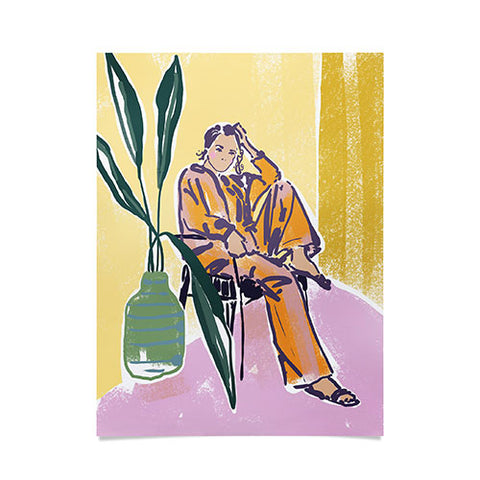 DESIGN dannick Woman wearing yellow pajamas Poster