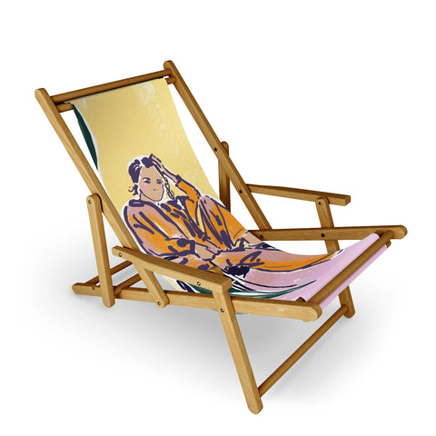 DESIGN dannick Woman wearing yellow pajamas Sling Chair